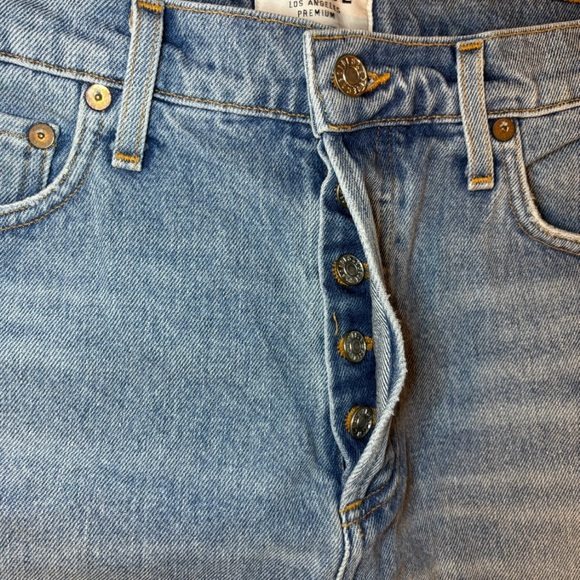 Agolde Denim Mini Skirt with Frayed Hem SZ 30 Y2K Millennium Jean Spring Summer - Picture 4 of 6